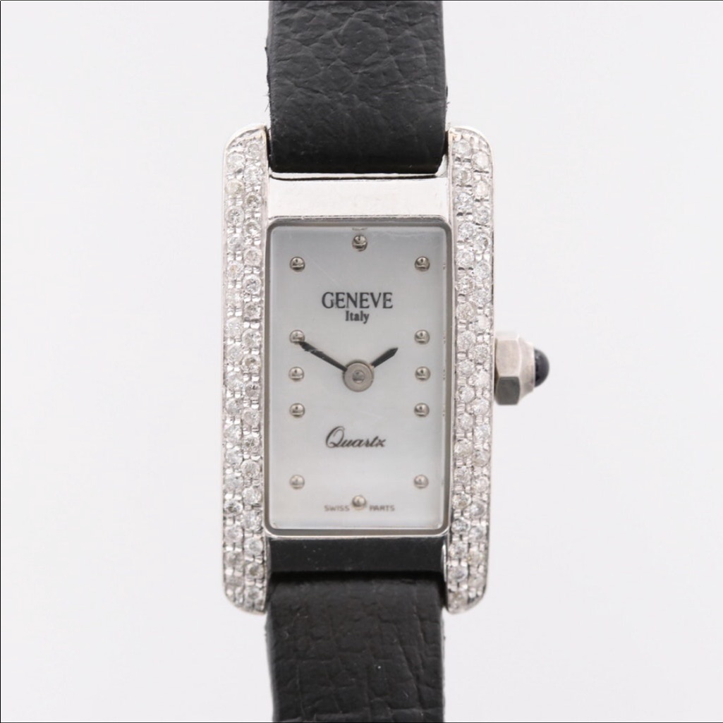 Solid 14k Geneve DiamondMother Of Pearl Watch